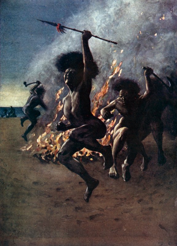 Ilustracja do Robinsona Crusoe autorstwa Daniela Defoe (kolor lito) autorstwa Ralph Noel Pocock