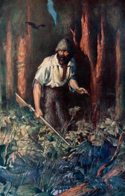 Ilustracja do Robinsona Crusoe autorstwa Daniela Defoe (kolor lito) autorstwa Ralph Noel Pocock
