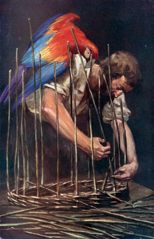 Ilustracja do Robinsona Crusoe autorstwa Daniela Defoe (kolor lito) autorstwa Ralph Noel Pocock