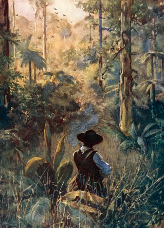 Ilustracja do Robinsona Crusoe autorstwa Daniela Defoe (kolor lito) autorstwa Ralph Noel Pocock