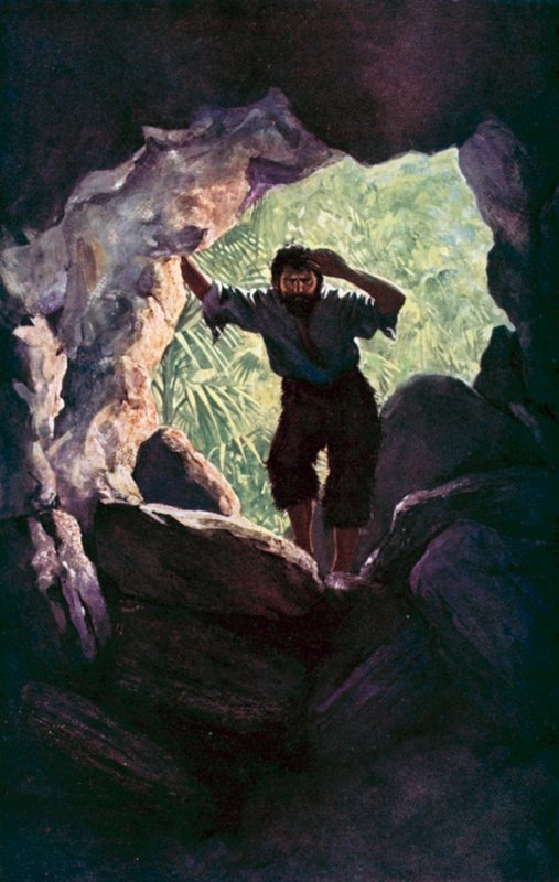 Ilustracja do Robinsona Crusoe autorstwa Daniela Defoe (kolor lito) autorstwa Ralph Noel Pocock