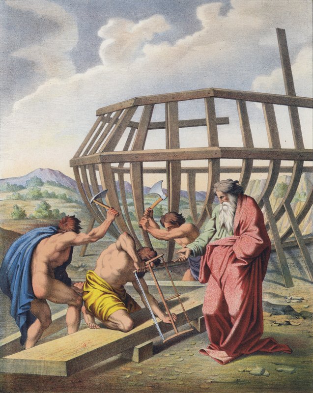 Noe nadzorujący budowę Arki autorstwa Raffaello Sanzio Raphael