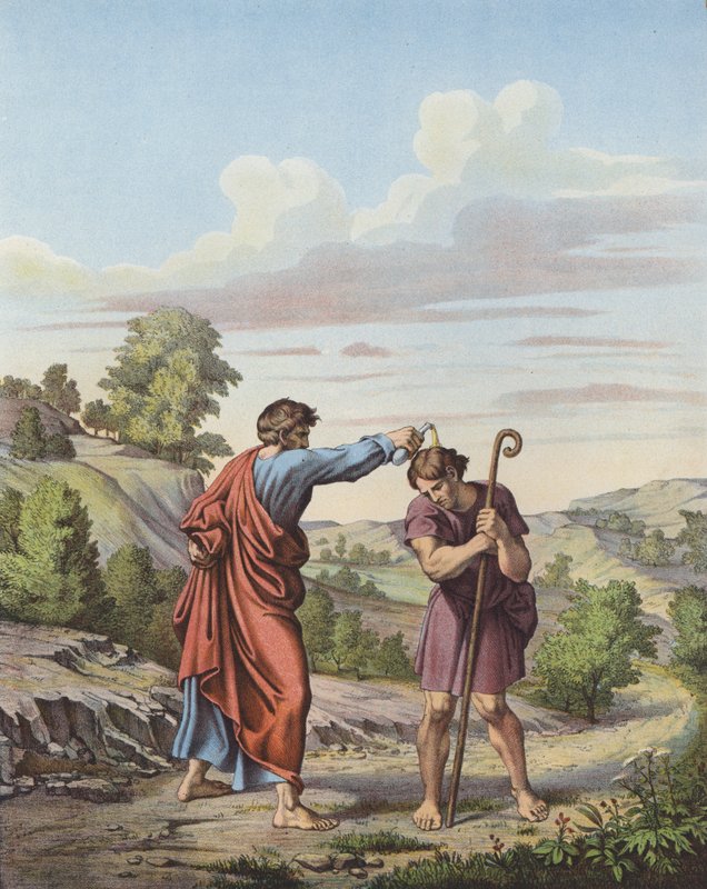 Samuel namaszcza Saula na króla Izraela i Judy autorstwa Raffaello Sanzio Raphael
