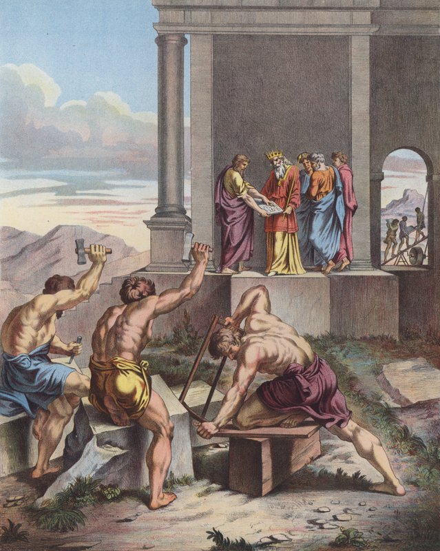 Salomon nadzorujący budowę Świątyni Jerozolimskiej autorstwa Raffaello Sanzio Raphael