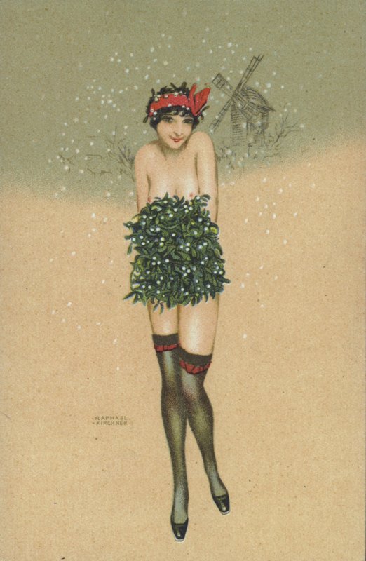 Dziewczyna niosąca wiązkę jemioły autorstwa Raphael Kirchner