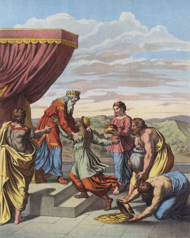 Król Salomon odbiera królową Saby (kolor lito) autorstwa after Raphael
