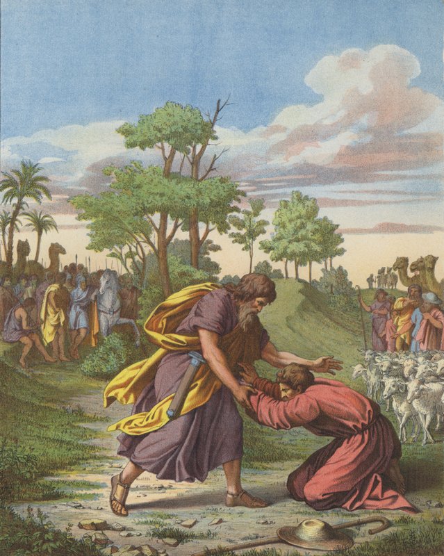 Pojednanie Jakuba i Ezawa (kolor lito) autorstwa after Raphael