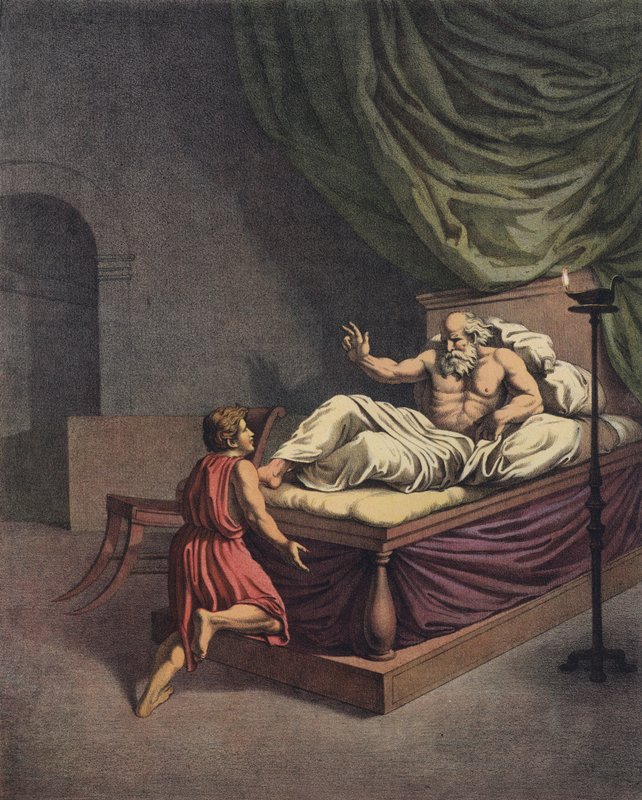 Samuel idzie do Eli po usłyszeniu głosu wołającego jego imię (kolor lito) autorstwa after Raphael