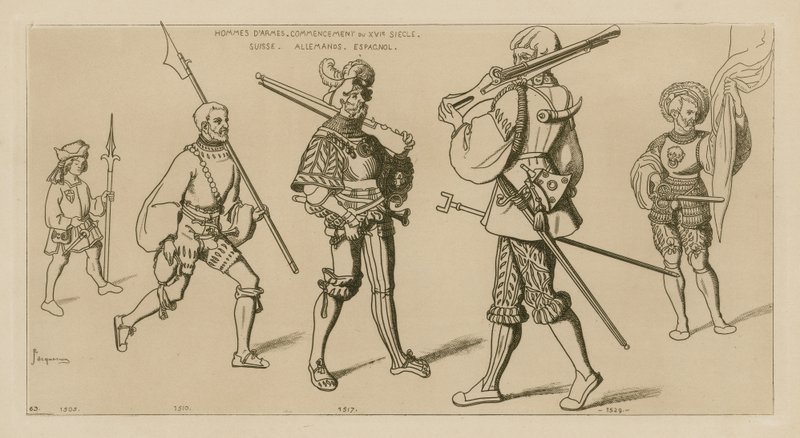 Mężczyźni pod bronią, początek XVI wieku autorstwa Raphael Jacquemin