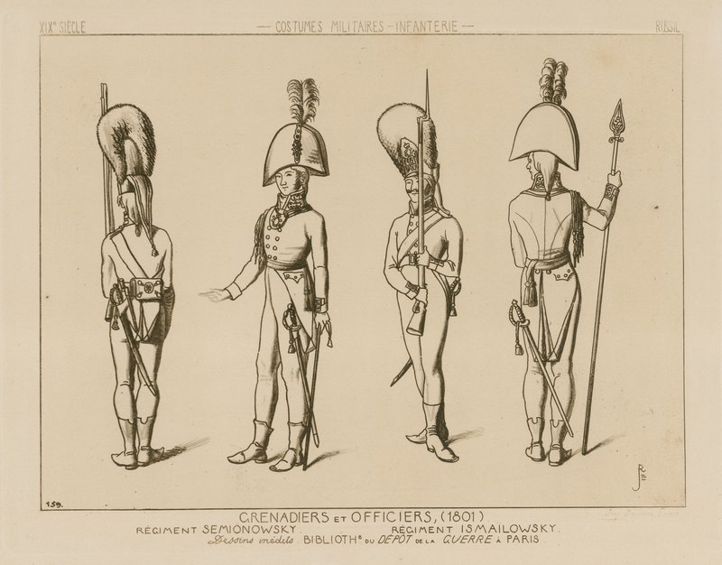 Rosyjscy grenadierzy i oficerowie, 1801 autorstwa Raphael Jacquemin