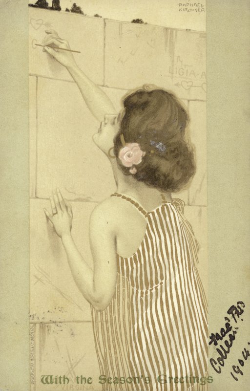 Dziewczyna pisząca na ścianie autorstwa Raphael Kirchner