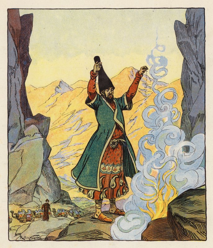 Les Mille et Une Nuits / Tysiąc i jedna noc (kolorowa litografia) autorstwa Raymond de la Neziere