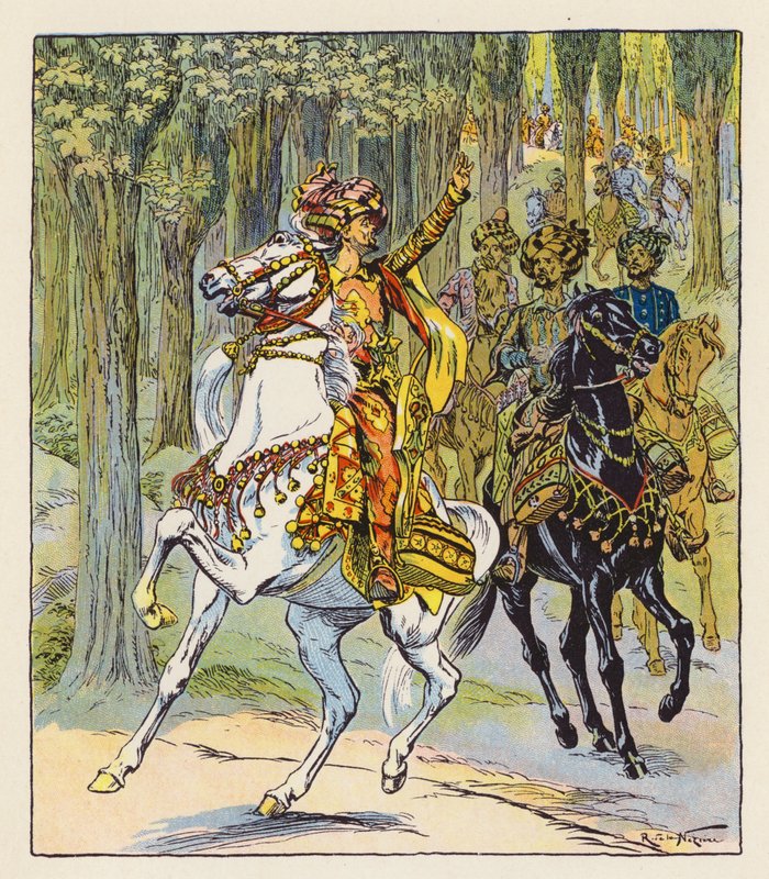 Les Mille et Une Nuits / Tysiąc i jedna noc (kolorowa litografia) autorstwa Raymond de la Neziere