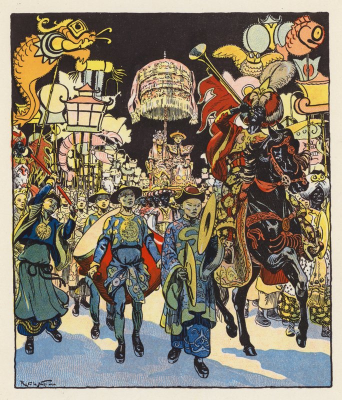 Les Mille et Une Nuits / Tysiąc i jedna noc (kolorowa litografia) autorstwa Raymond de la Neziere