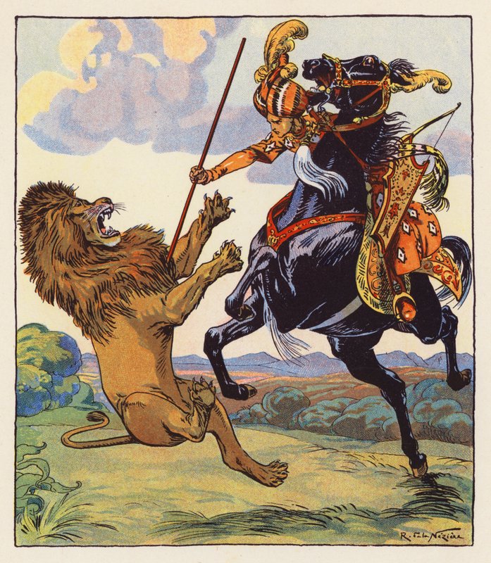 Les Mille et Une Nuits / Tysiąc i jedna noc (kolorowa litografia) autorstwa Raymond de la Neziere