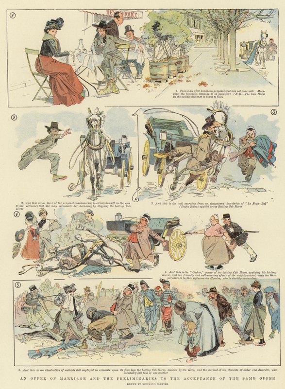 Oferta zawarcia małżeństwa i warunki wstępne przyjęcia tej oferty (kolor litograficzny) autorstwa Reginald Thomas Cleaver