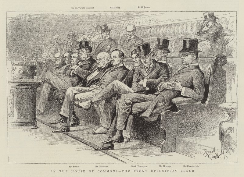 W Izbie Gmin, przednia ławka opozycji (litografia) autorstwa Reginald Thomas Cleaver
