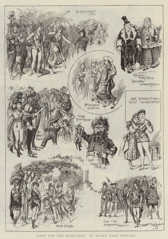 "Jaś i łodyga fasoli" w Drury Lane Theatre (rycina) autorstwa Reginald Thomas Cleaver