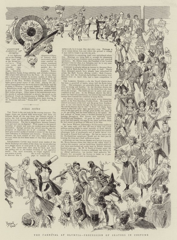 Karnawał w Olimpii, procesja łyżwiarzy w kostiumach (litografia) autorstwa Reginald Thomas Cleaver