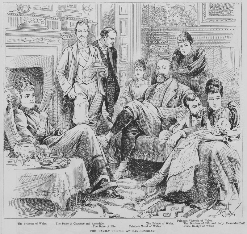 Książę i księżna Walii oraz członkowie ich rodziny w Sandringham, Norfolk autorstwa Reginald Thomas Cleaver
