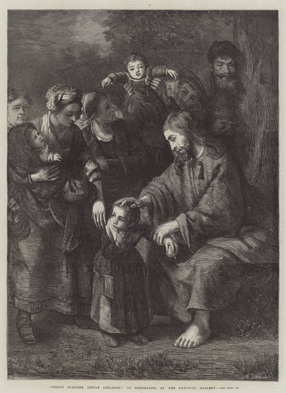Chrystus błogosławiący małe dzieci autorstwa Rembrandt van Rijn