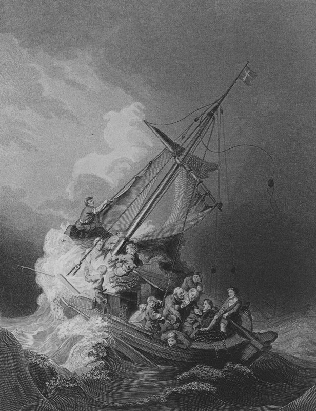 Chrystus w burzy (rycina) autorstwa Rembrandt Harmensz. van Rijn (after)