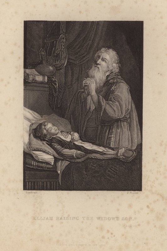 Eliasz wychowuje syna wdowy autorstwa Rembrandt van Rijn