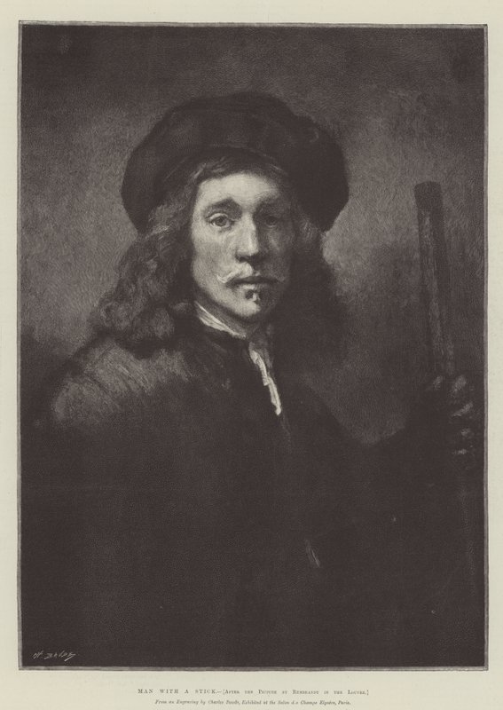 Człowiek z kijem autorstwa Rembrandt van Rijn