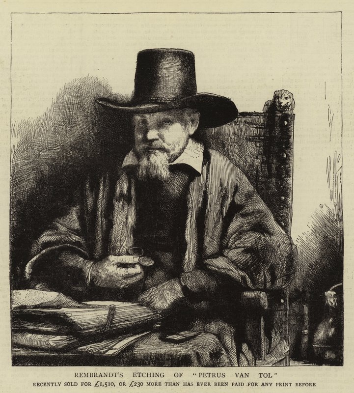 Akwaforta Rembrandta przedstawiająca Petrusa van Tol autorstwa Rembrandt van Rijn