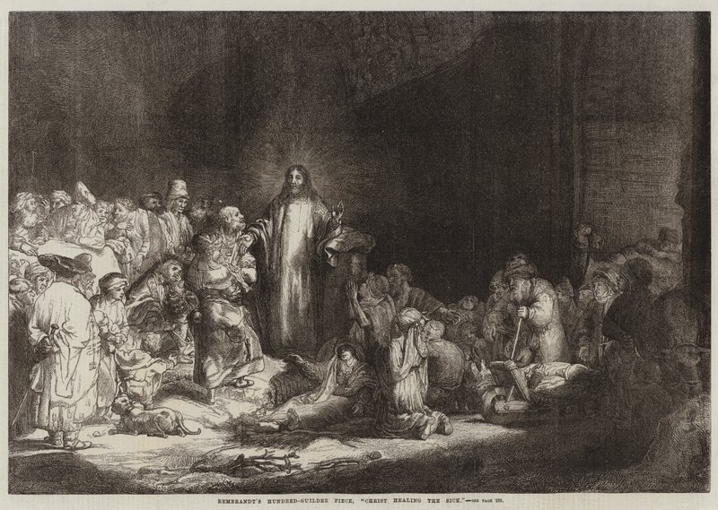 Kawałek za sto guldenów Rembrandta, Chrystus uzdrawiający chorych autorstwa Rembrandt van Rijn