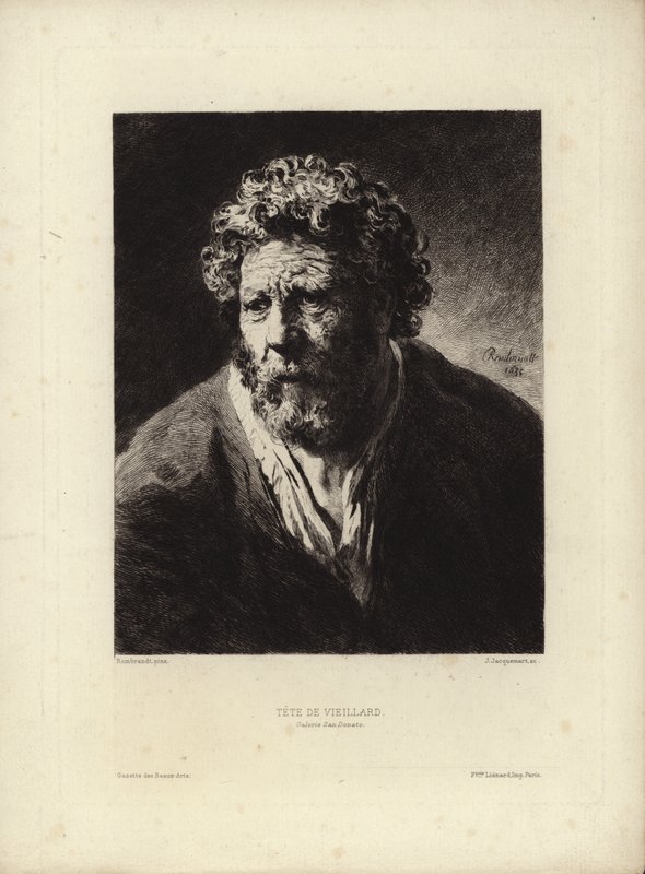Tete de Viellard autorstwa Rembrandta Harmenszoon van Rijn. Grawerowane przez Julesa Jacquemarta, 1877 autorstwa Rembrandt van Rijn