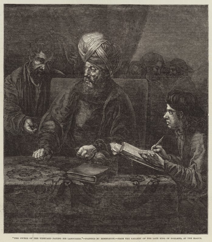 Właściciel Winnicy płacący swoim Robotnikom autorstwa Rembrandt van Rijn