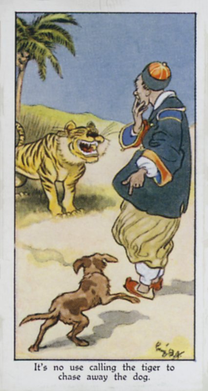 Nie ma sensu wołać tygrysa, by przegonił psa (kolor lito) autorstwa René Bull