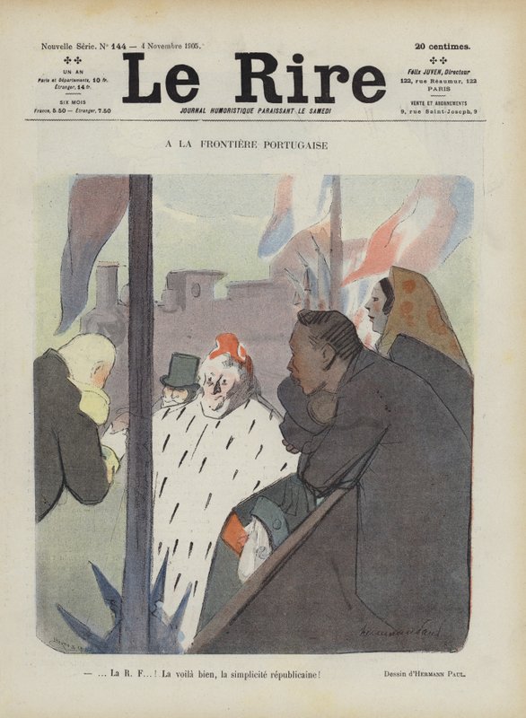 Na granicy portugalskiej. Ilustracja do Le Rire autorstwa Rene George Hermann Paul