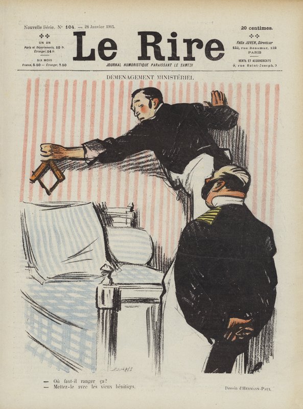 Przeprowadzka ministerialna. Ilustracja do Le Rire autorstwa Rene George Hermann Paul