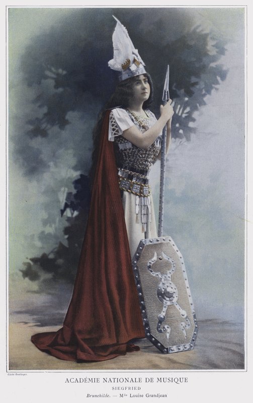Louise Grandjean jako Brunhilda w Zygfrydzie (kolorowe zdjęcie) autorstwa Reutlinger Studio