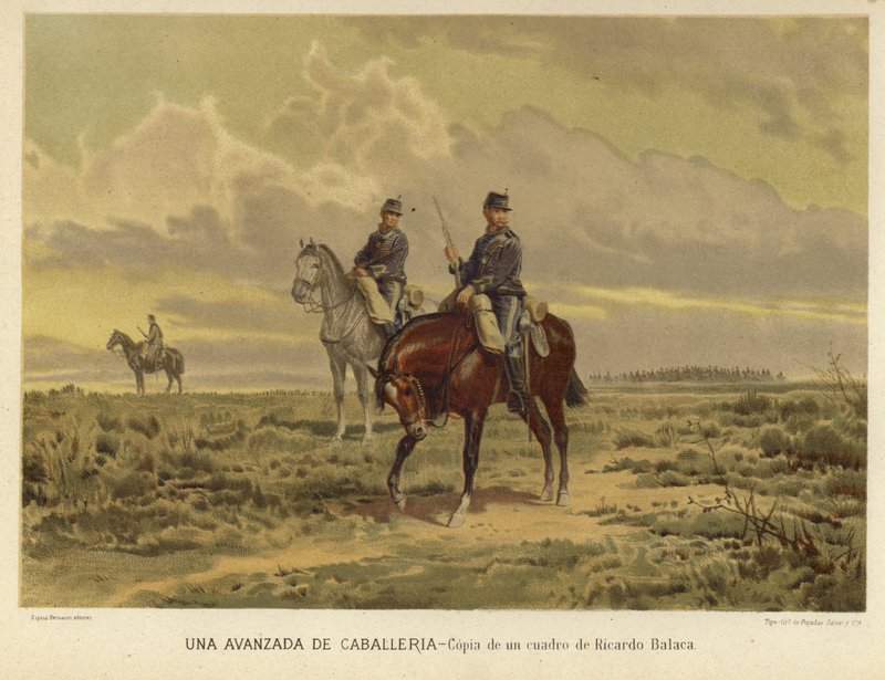 Posterunek kawalerii (chromolitho) autorstwa Ricardo Balaca y Canseco