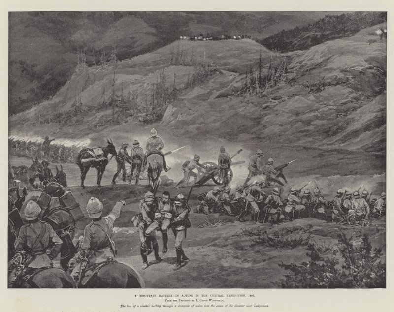 Bateria górska w akcji podczas wyprawy do Chitralu, 1895 r. autorstwa Richard Caton Woodville junior