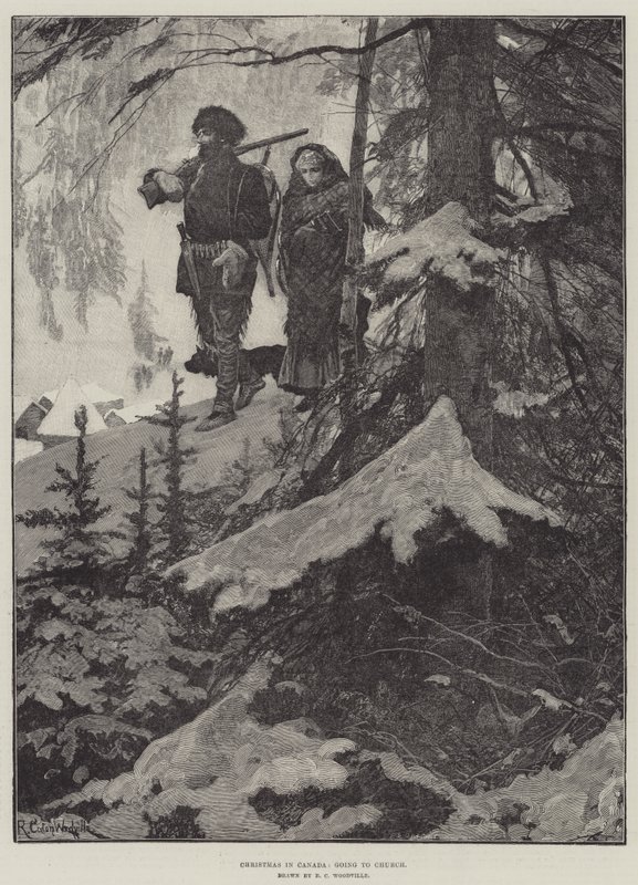 Boże Narodzenie w Kanadzie, chodzenie do kościoła autorstwa Richard Caton Woodville junior