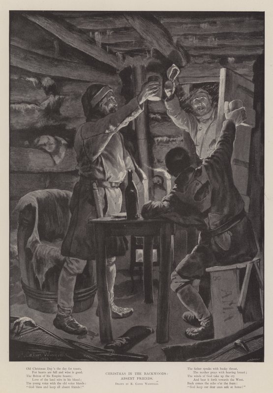 Boże Narodzenie w ostępach, nieobecni przyjaciele autorstwa Richard Caton Woodville junior