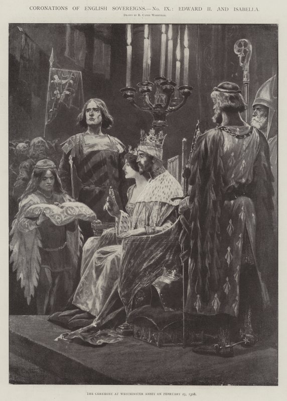 Koronacje angielskich suwerenów, Edwarda II i Izabeli autorstwa Richard Caton Woodville junior