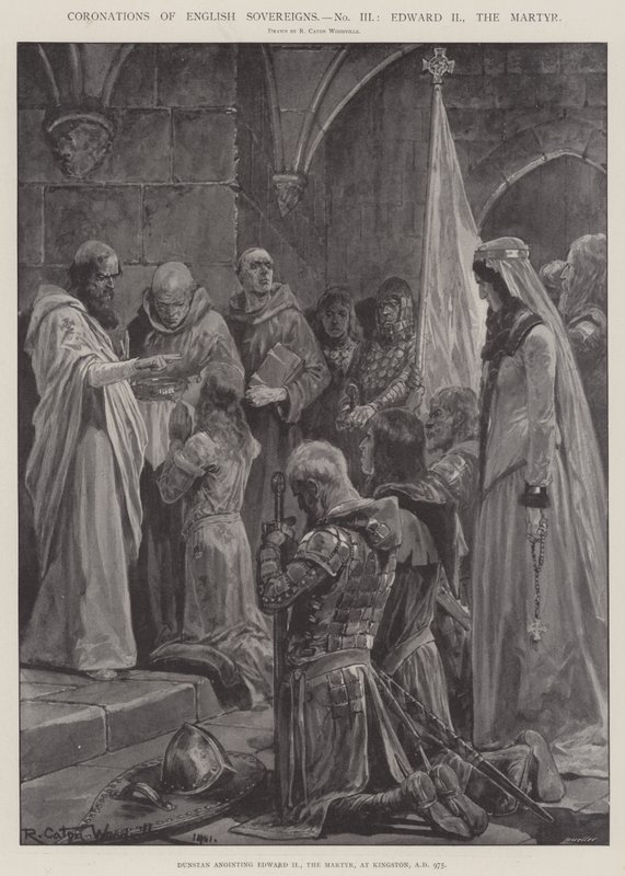 Koronacje angielskich suwerenów Edwarda II męczennika autorstwa Richard Caton Woodville junior