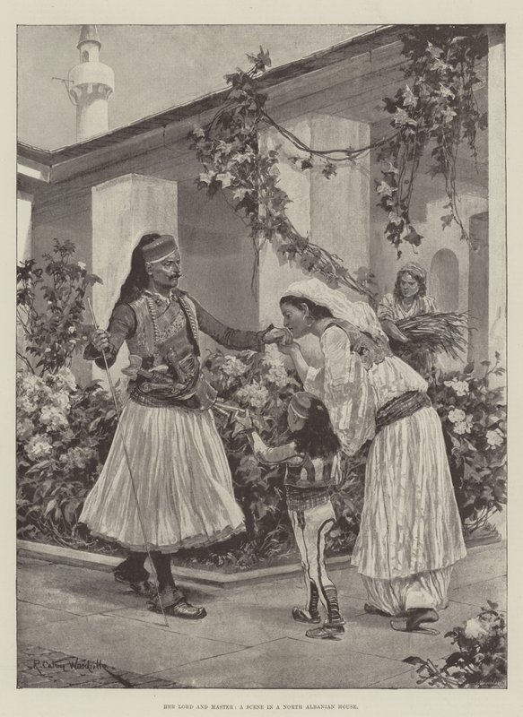 Jej Pan i Mistrz, scena w domu w północnej Albanii autorstwa Richard Caton Woodville junior