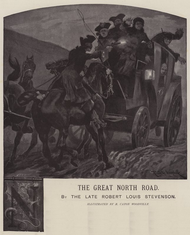 Ilustracja do książki "The Great North Road" Roberta Louisa Stevensona autorstwa Richard Caton Woodville junior