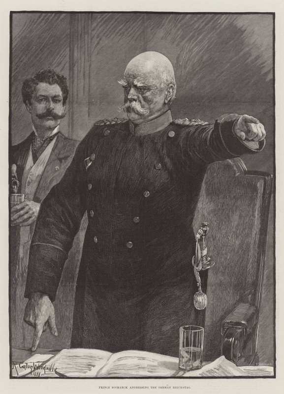 Książę Bismarck przemawia do niemieckiego Reichstagu autorstwa Richard Caton Woodville junior