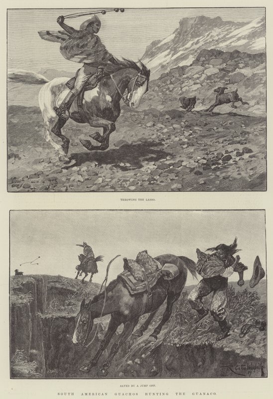 Guachos z Ameryki Południowej polujący na Guanaco autorstwa Richard Caton Woodville junior