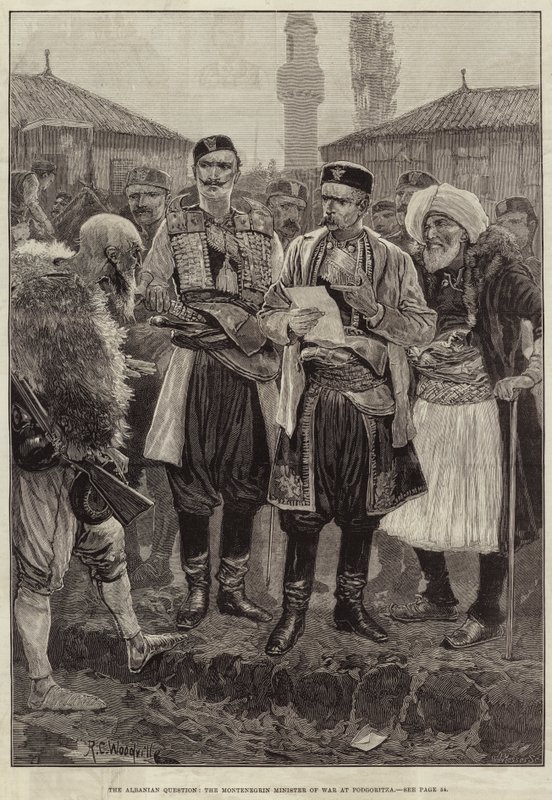 Kwestia albańska, czarnogórski minister wojny w Podgoritza autorstwa Richard Caton Woodville junior
