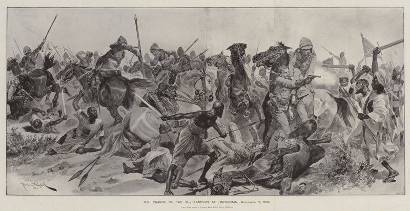 Szarża 21 ułanów w Omdurmanie, 2 września 1898 r. autorstwa Richard Caton Woodville junior