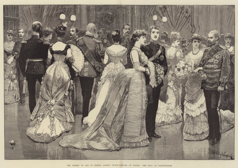 Nadejście wieku księcia Alberta Victora Edwarda z Walii, bal w Sandringham autorstwa Richard Caton Woodville junior