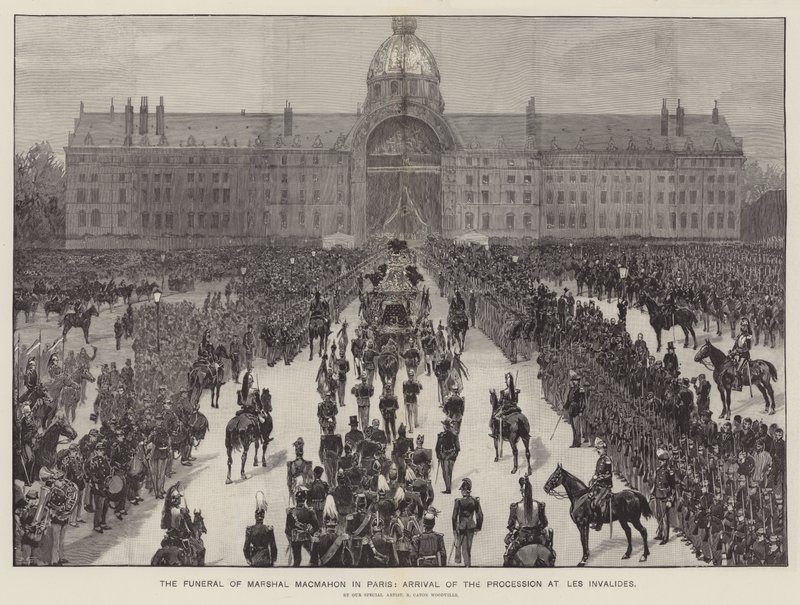 Pogrzeb marszałka MacMahona w Paryżu, przyjazd procesji do Les Invalides autorstwa Richard Caton Woodville junior